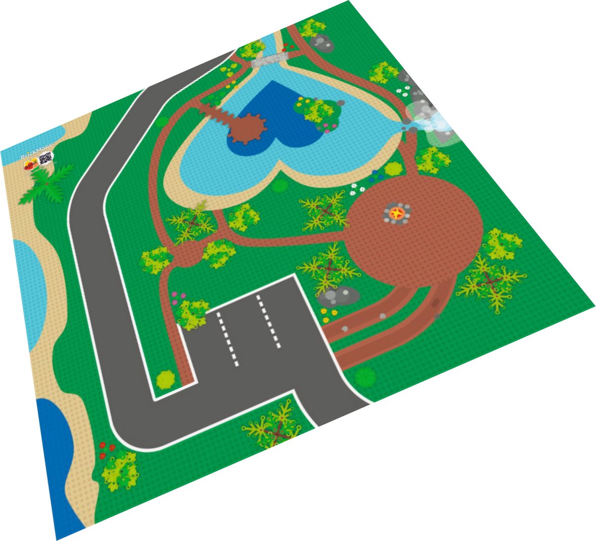 BrickMaps 32333005 - Friends - Lake Camping - Wegplaat speelmat geschikt voor LEGO Friends - Formaat gelijk aan 3x3 bouwplaat
